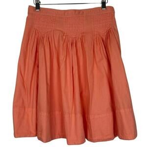 DYLAN 100% Cotton Orange Embroidered Pleated Skirt Size: 6